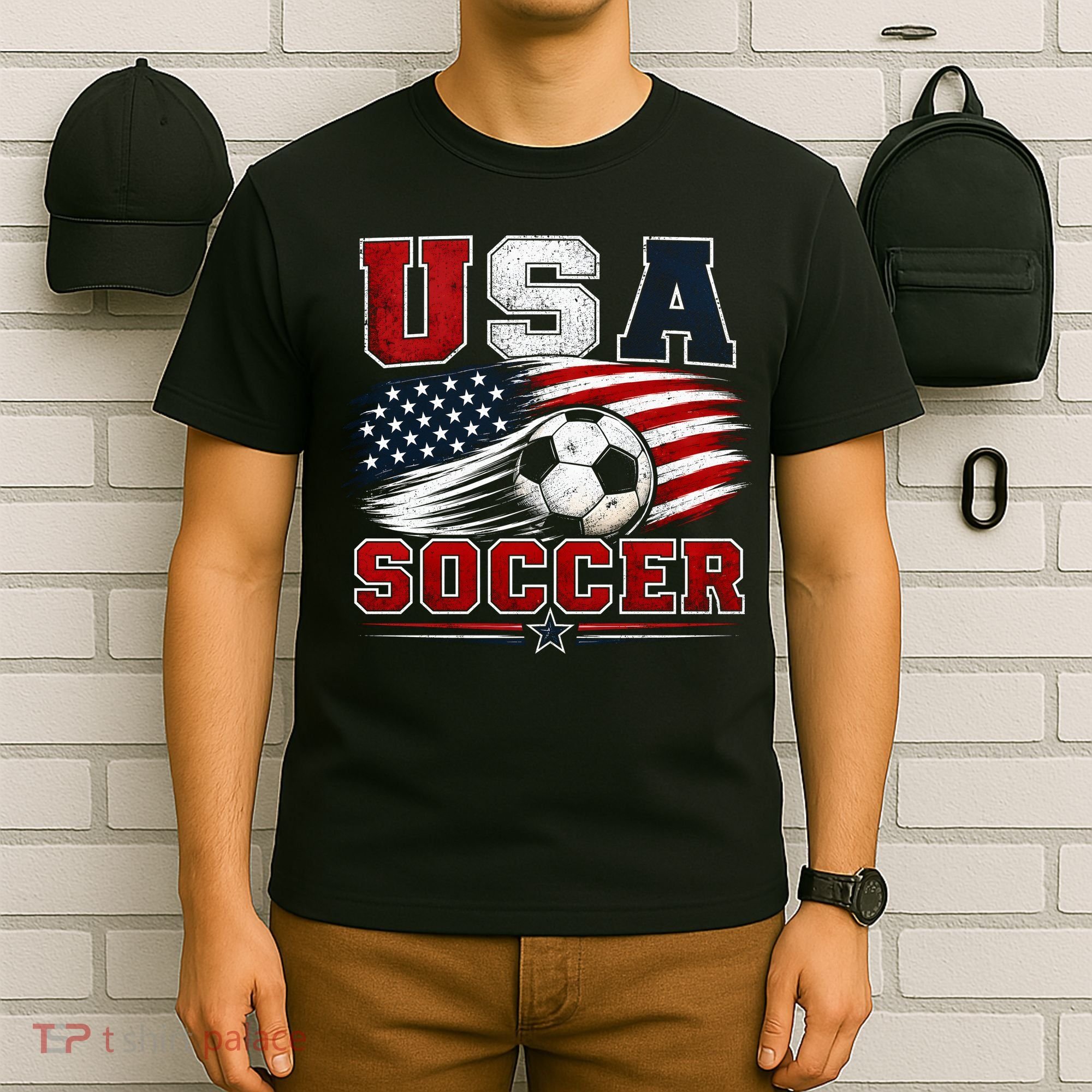USA Soccer Fan Gear American Flag T-Shirt