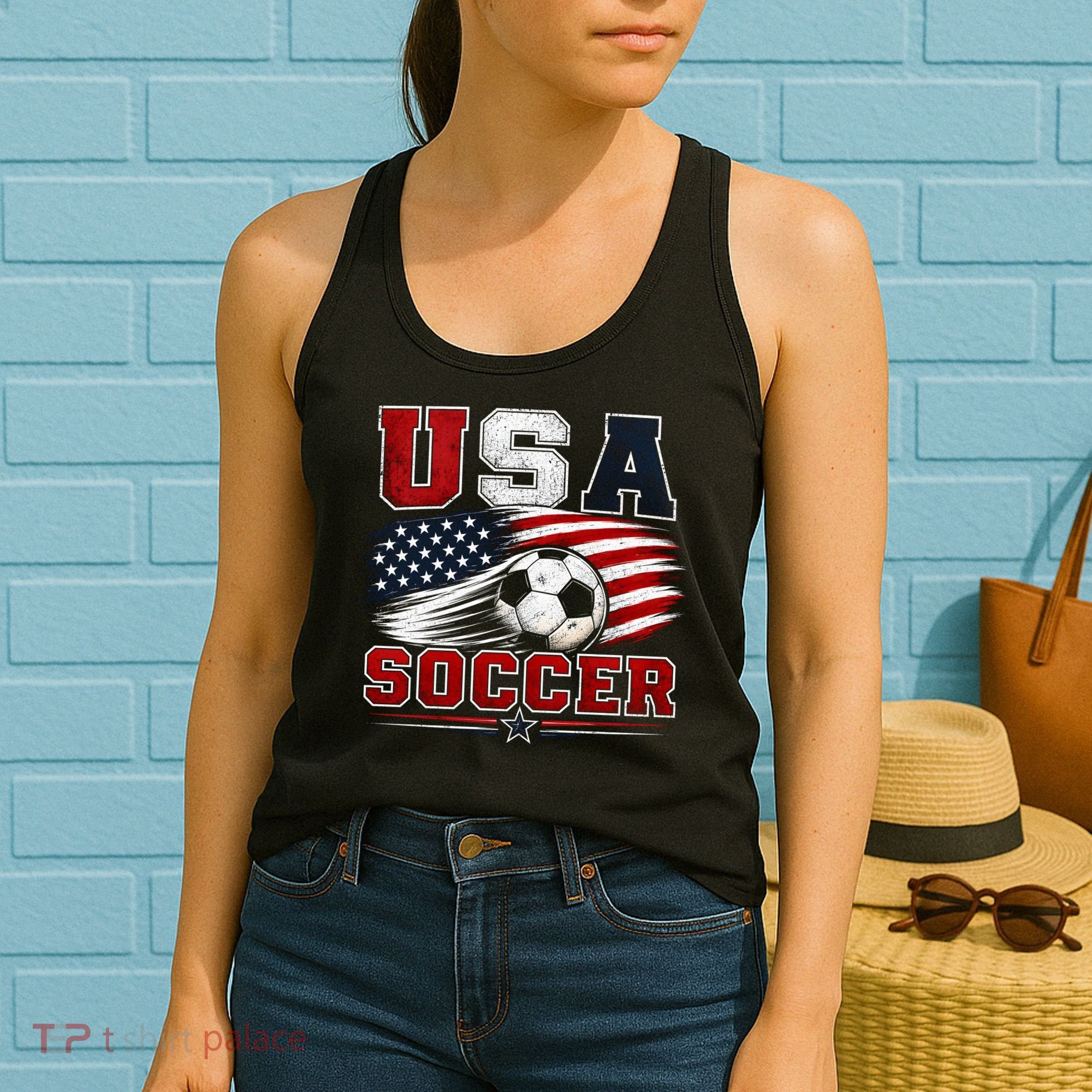 USA Soccer Fan Gear American Flag Women's Tank Top