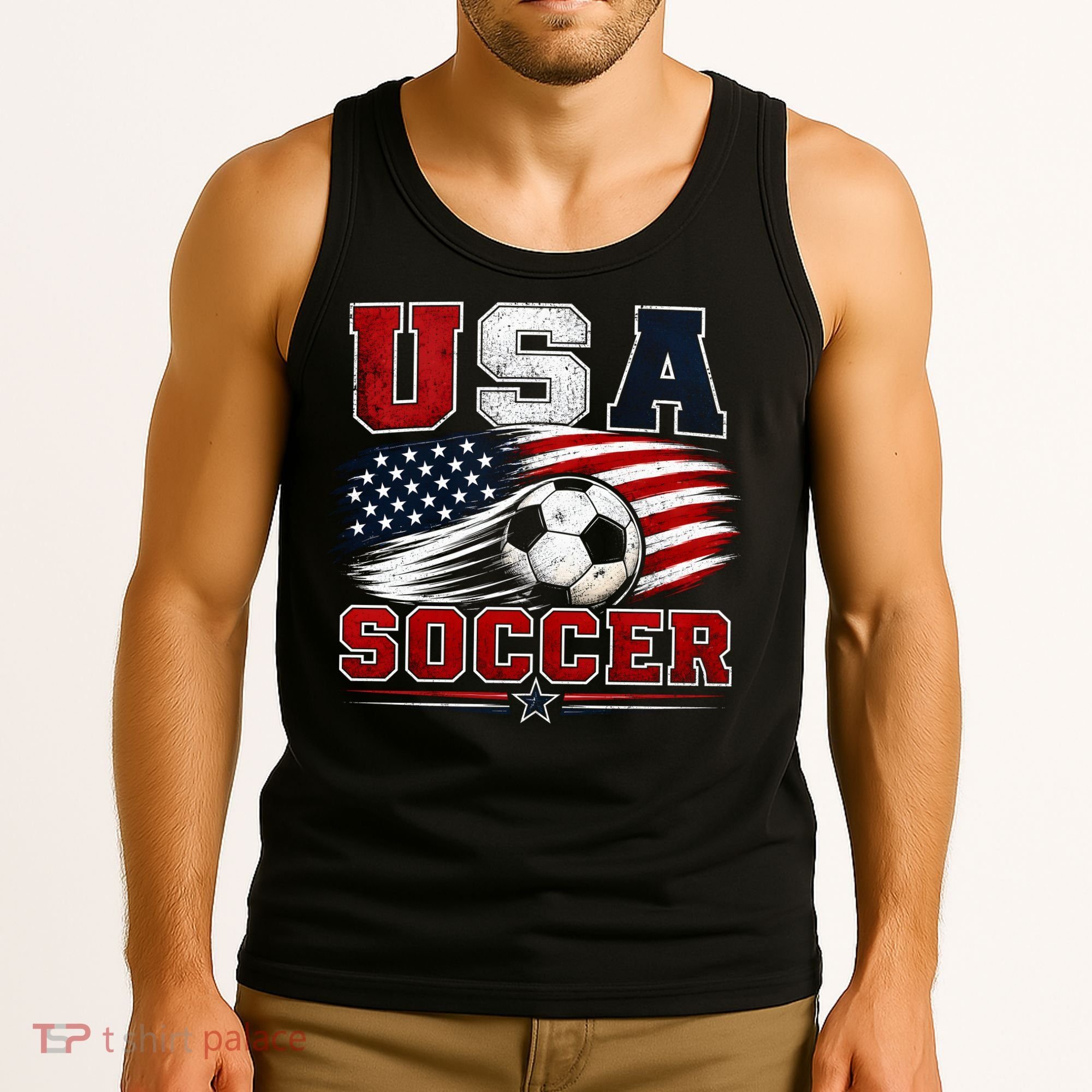 USA Soccer Fan Gear American Flag Tank Top