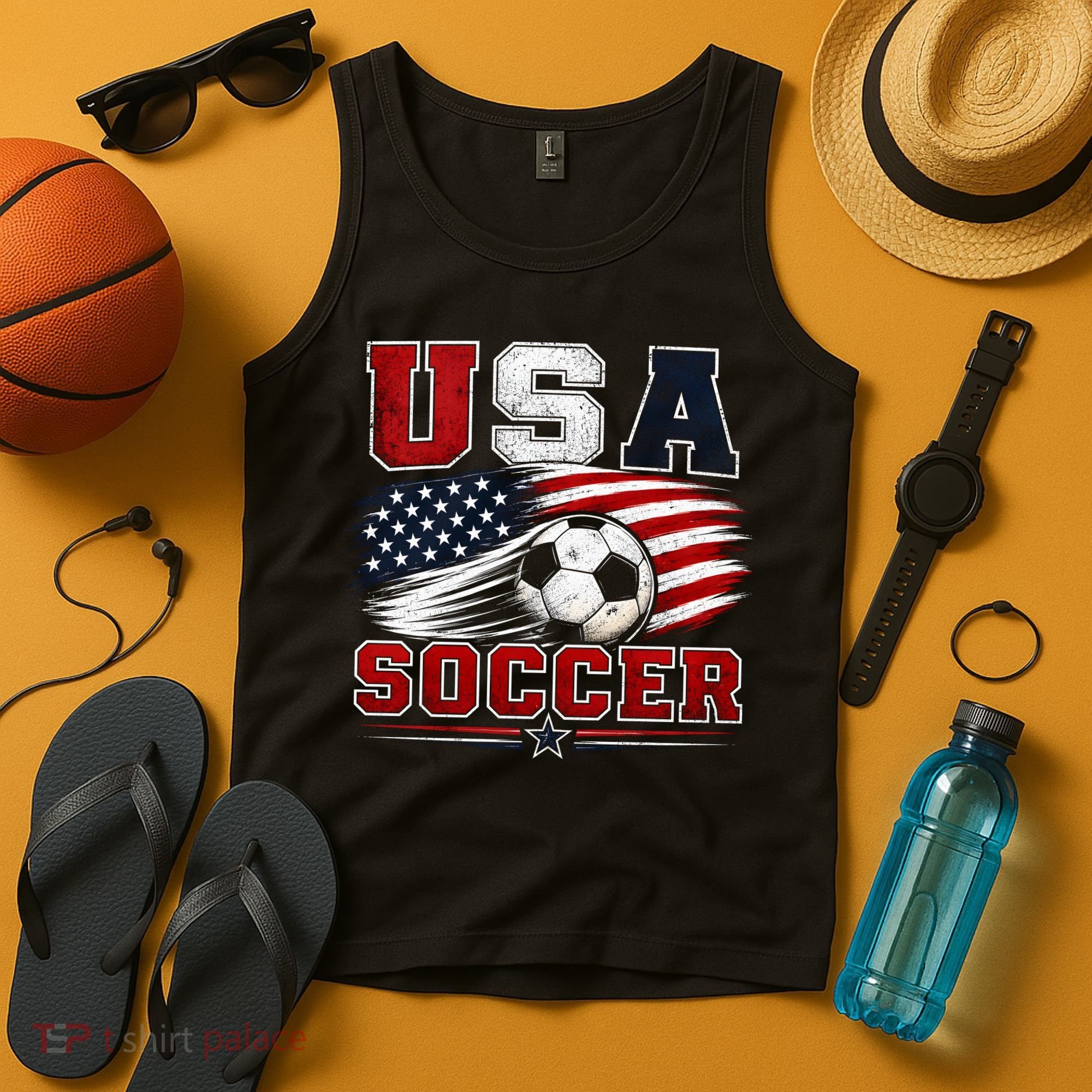 USA Soccer Fan Gear American Flag Tank Top