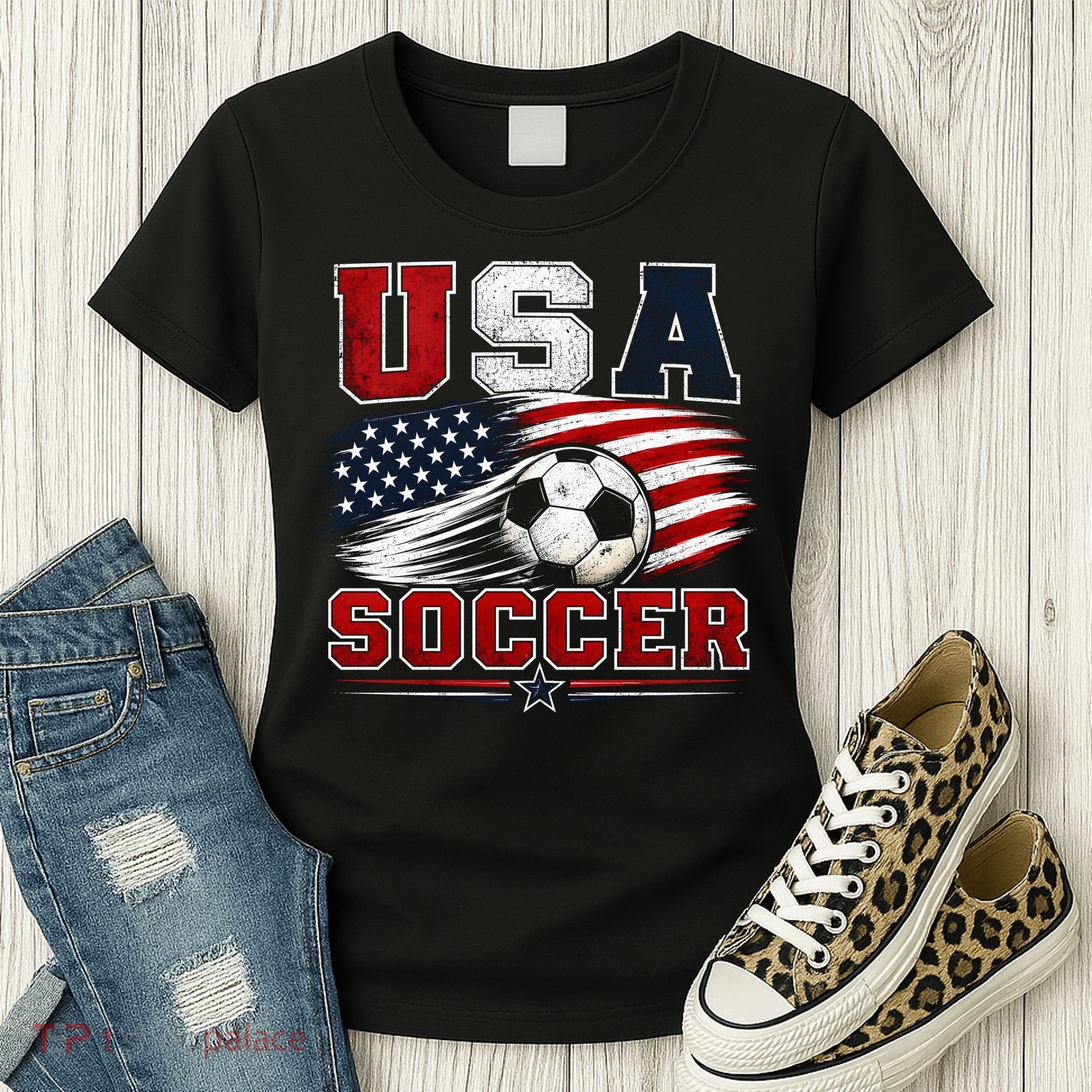 USA Soccer Fan Gear American Flag Women's T-Shirt