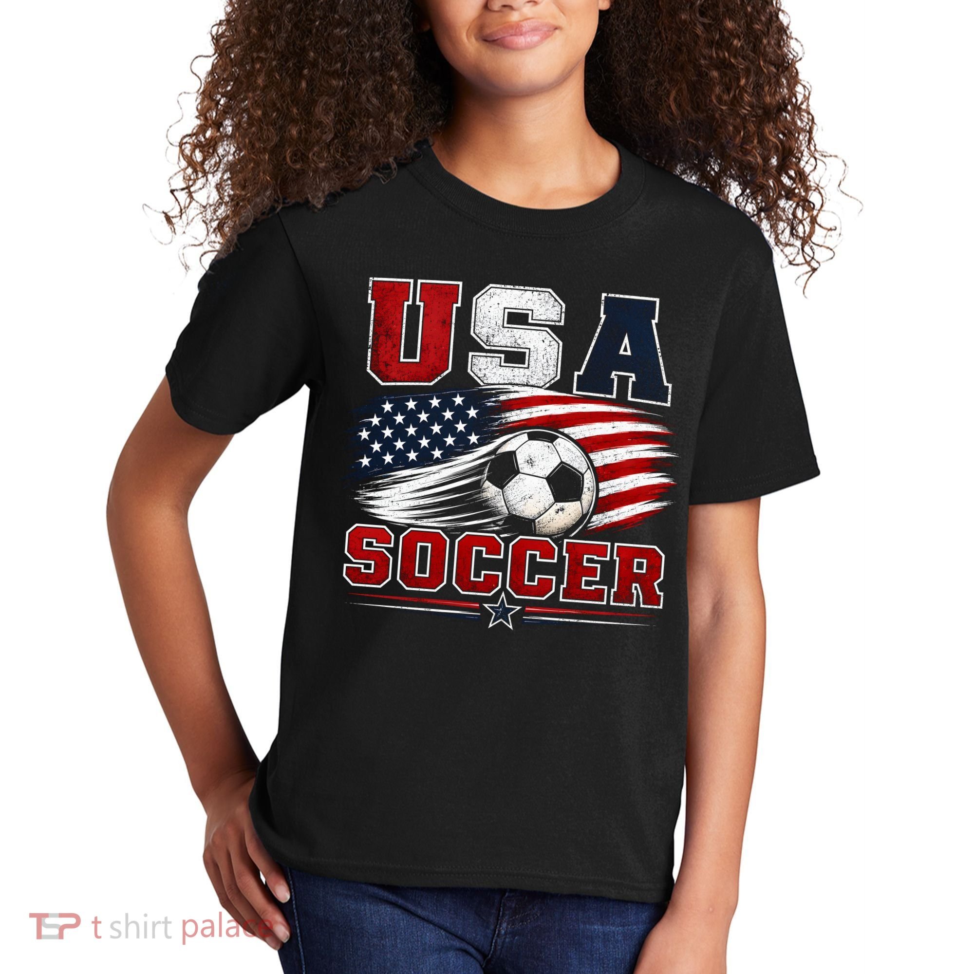 USA Soccer Fan Gear American Flag Kids T-Shirt