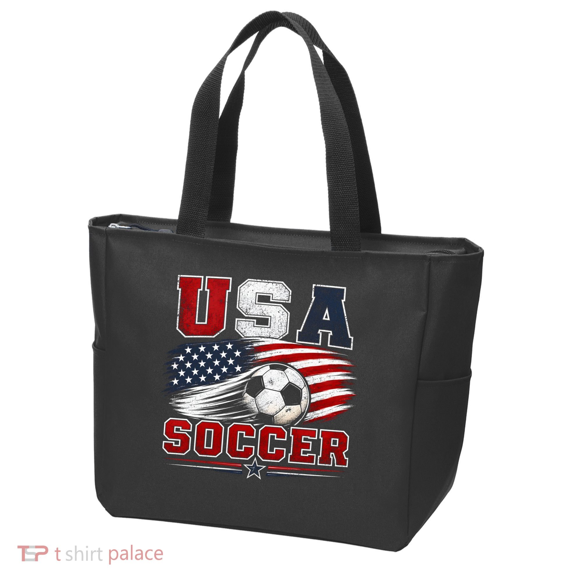 USA Soccer Fan Gear American Flag Tote Bag