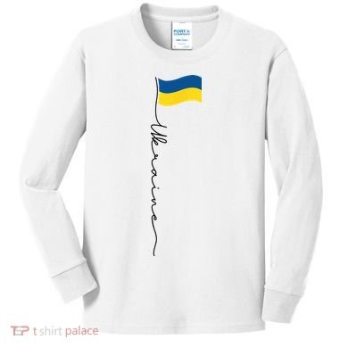 Ukraine Signature Flag Pole Kids Long Sleeve Shirt