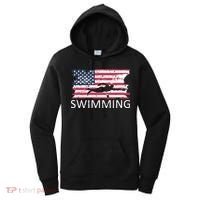 Usa Swimming Gift Distressed Us Flag Swimming Hoody Women's Hoodie thumb 0