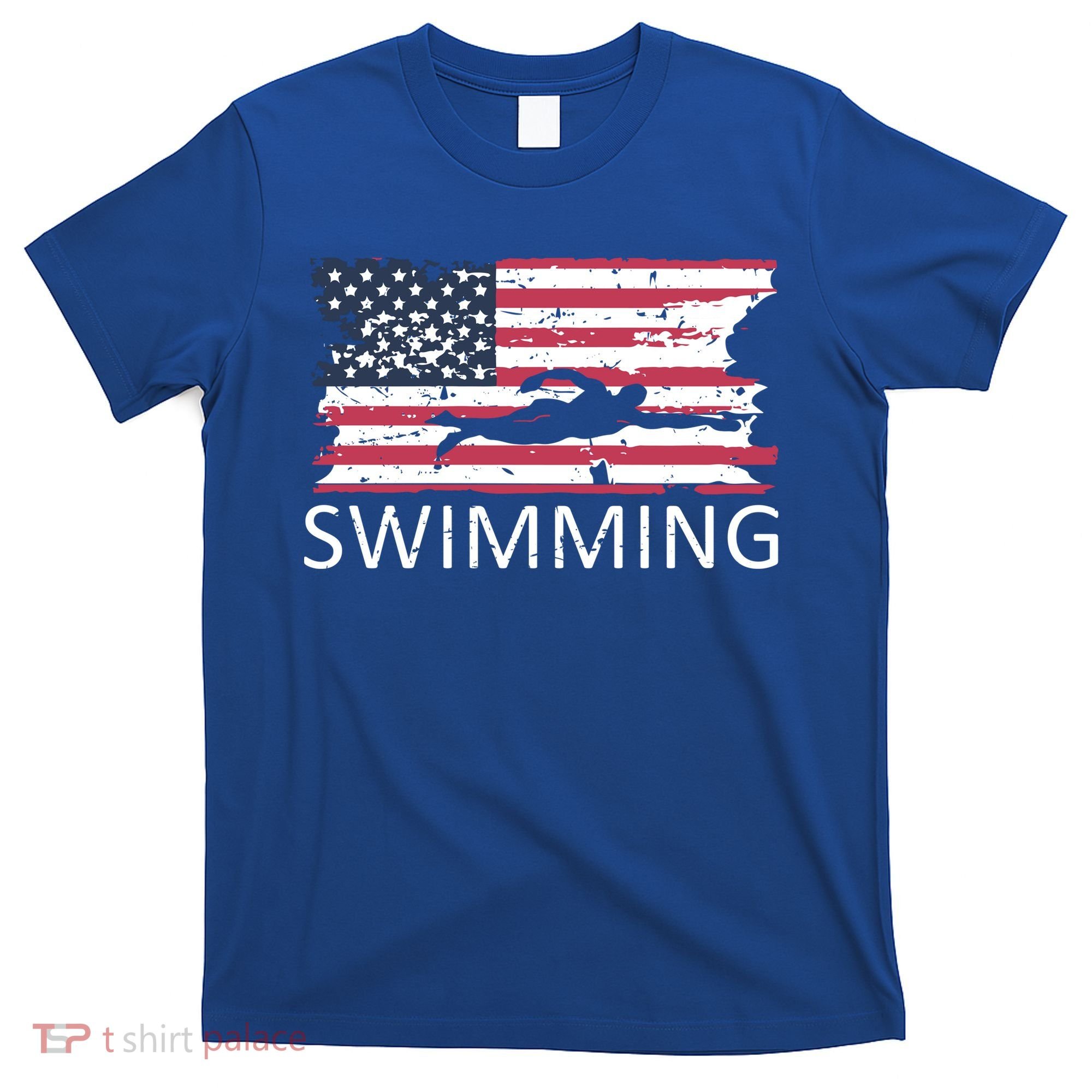 Usa Swimming Gift Distressed Us Flag Swimming Hoody T-Shirt