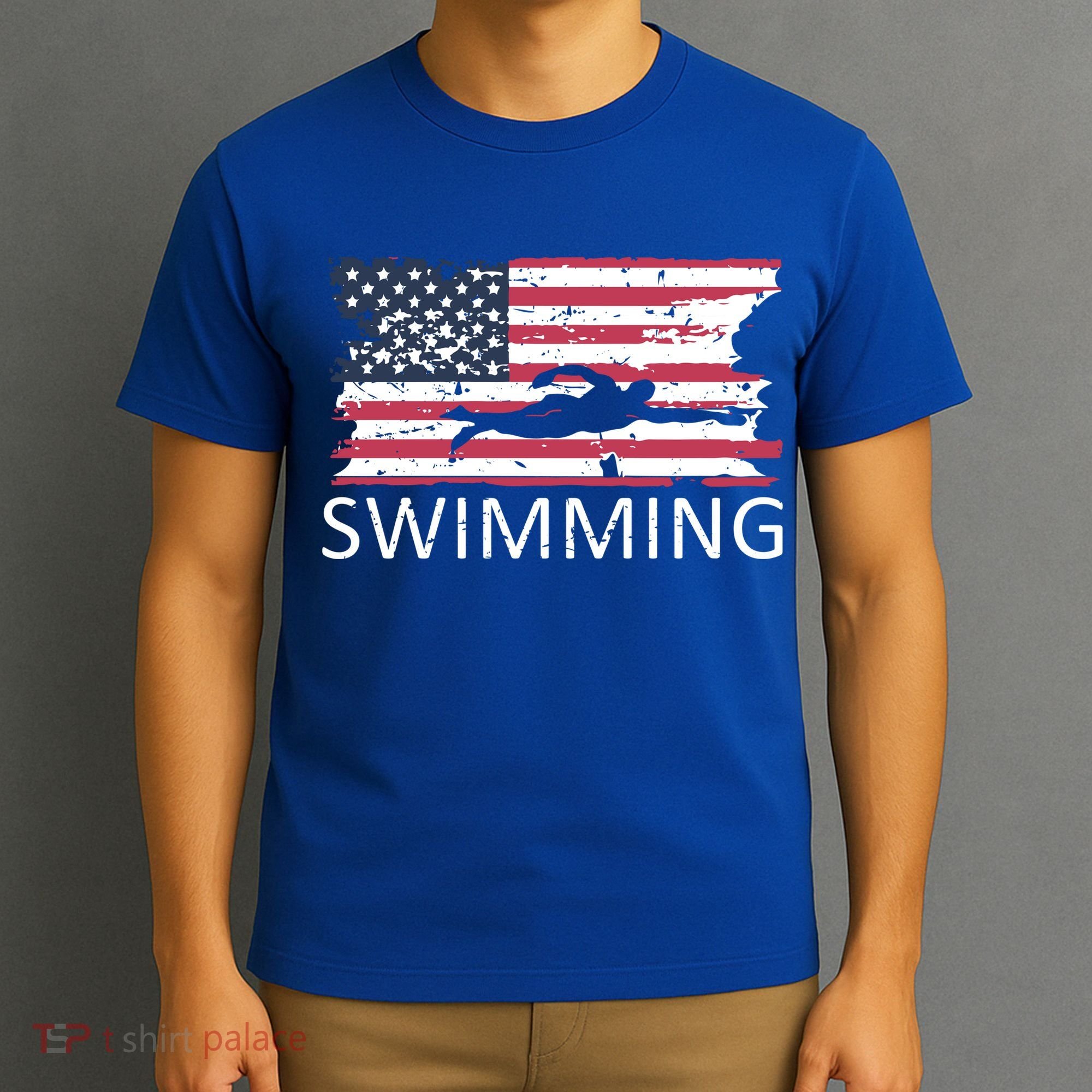 Usa Swimming Gift Distressed Us Flag Swimming Hoody T-Shirt