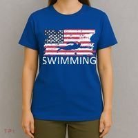 Usa Swimming Gift Distressed Us Flag Swimming Hoody T-Shirt thumb 4