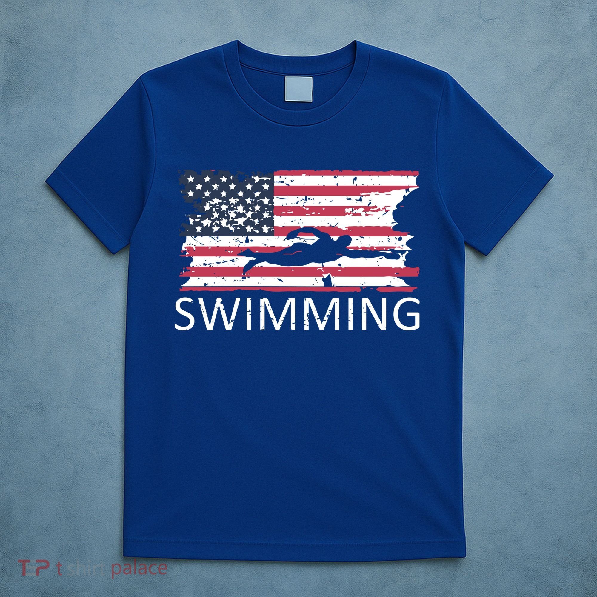 Usa Swimming Gift Distressed Us Flag Swimming Hoody T-Shirt
