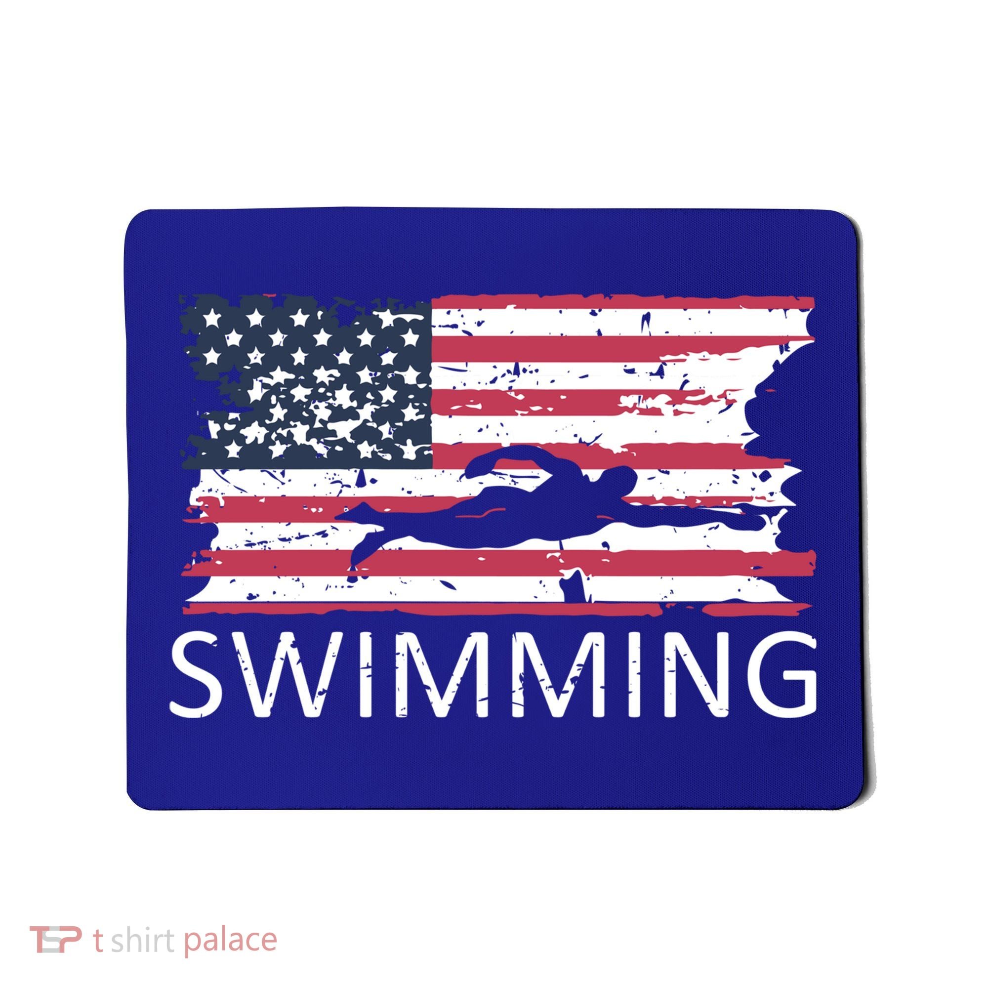 Usa Swimming Gift Distressed Us Flag Swimming Hoody Mousepad