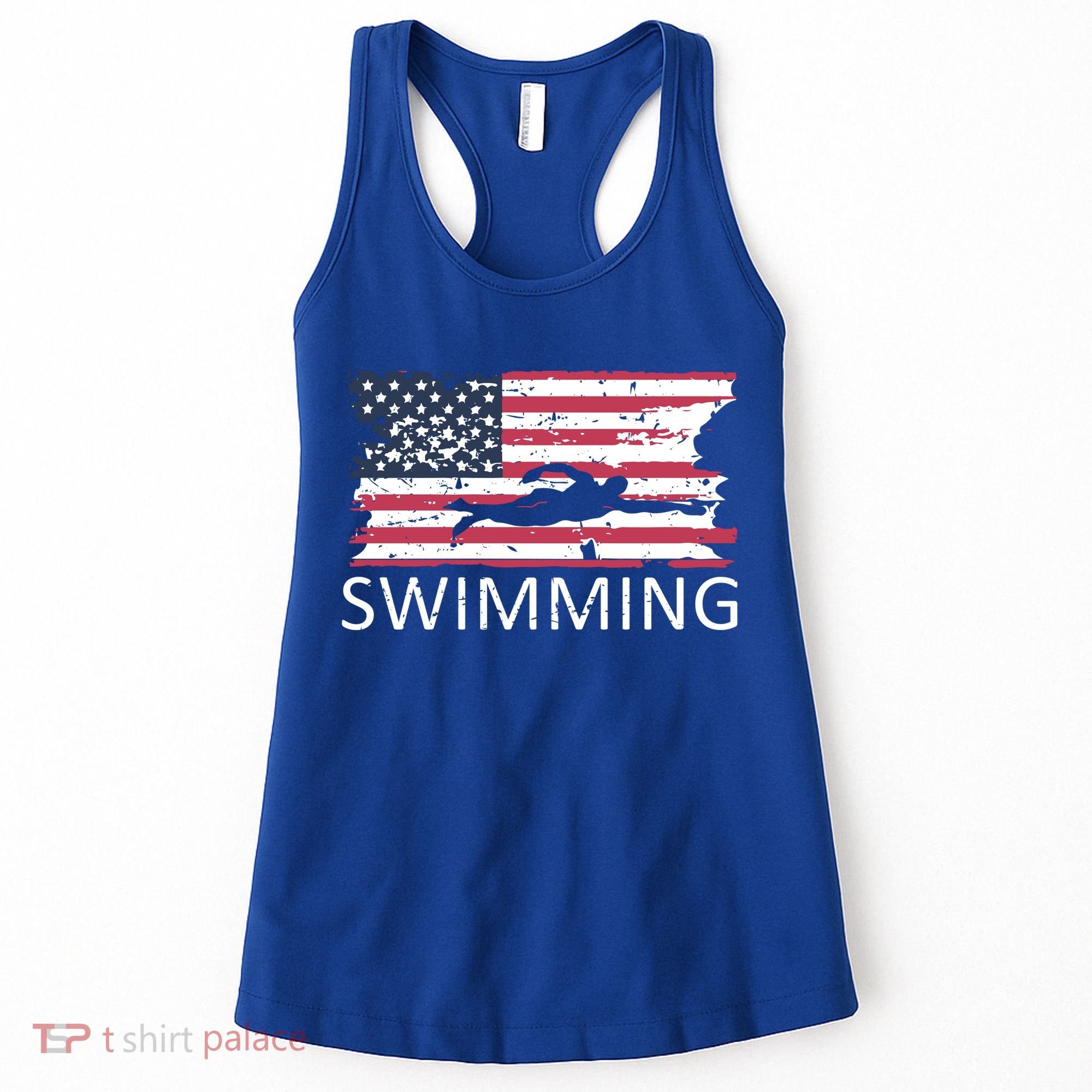 Usa Swimming Gift Distressed Us Flag Swimming Hoody Women's Tank Top