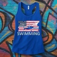 Usa Swimming Gift Distressed Us Flag Swimming Hoody Women's Tank Top thumb 3
