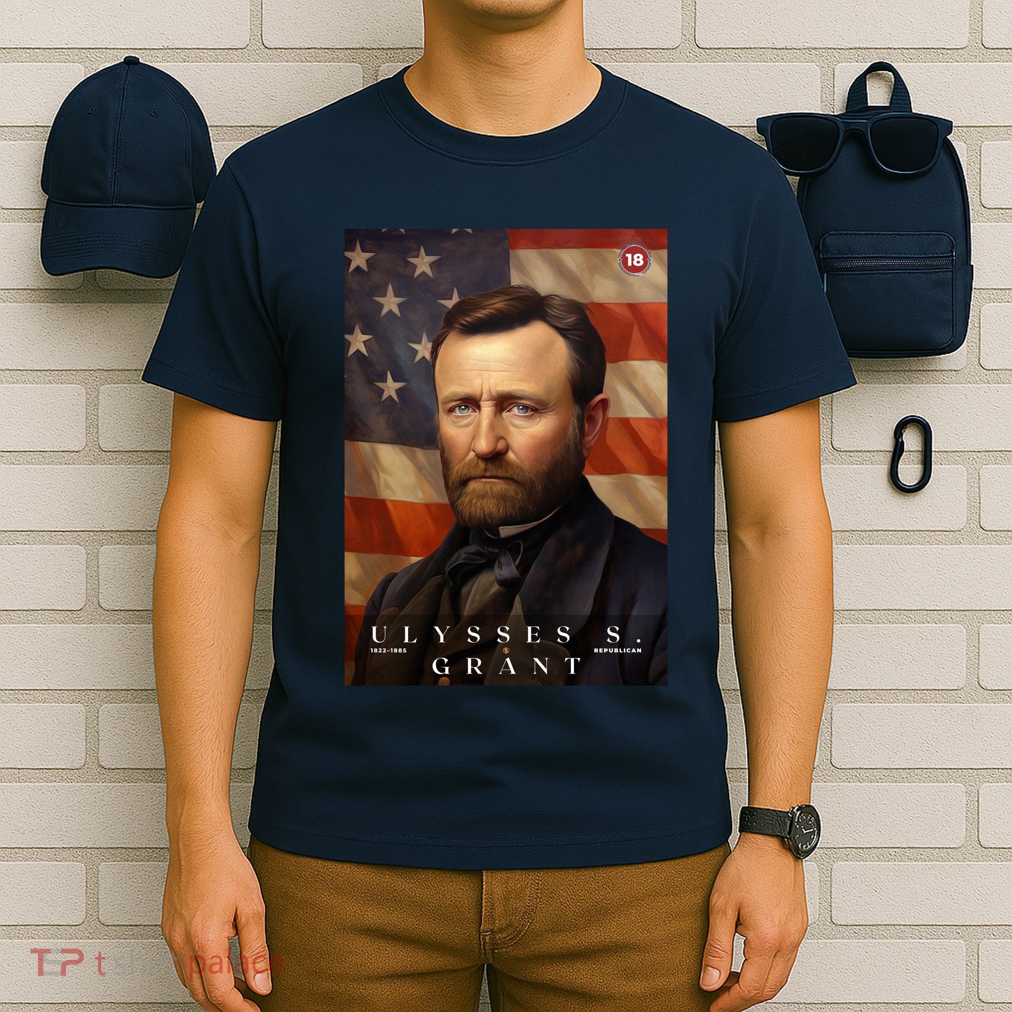 Ulysses S. Grant 18th President Of The United States Portrait T-Shirt