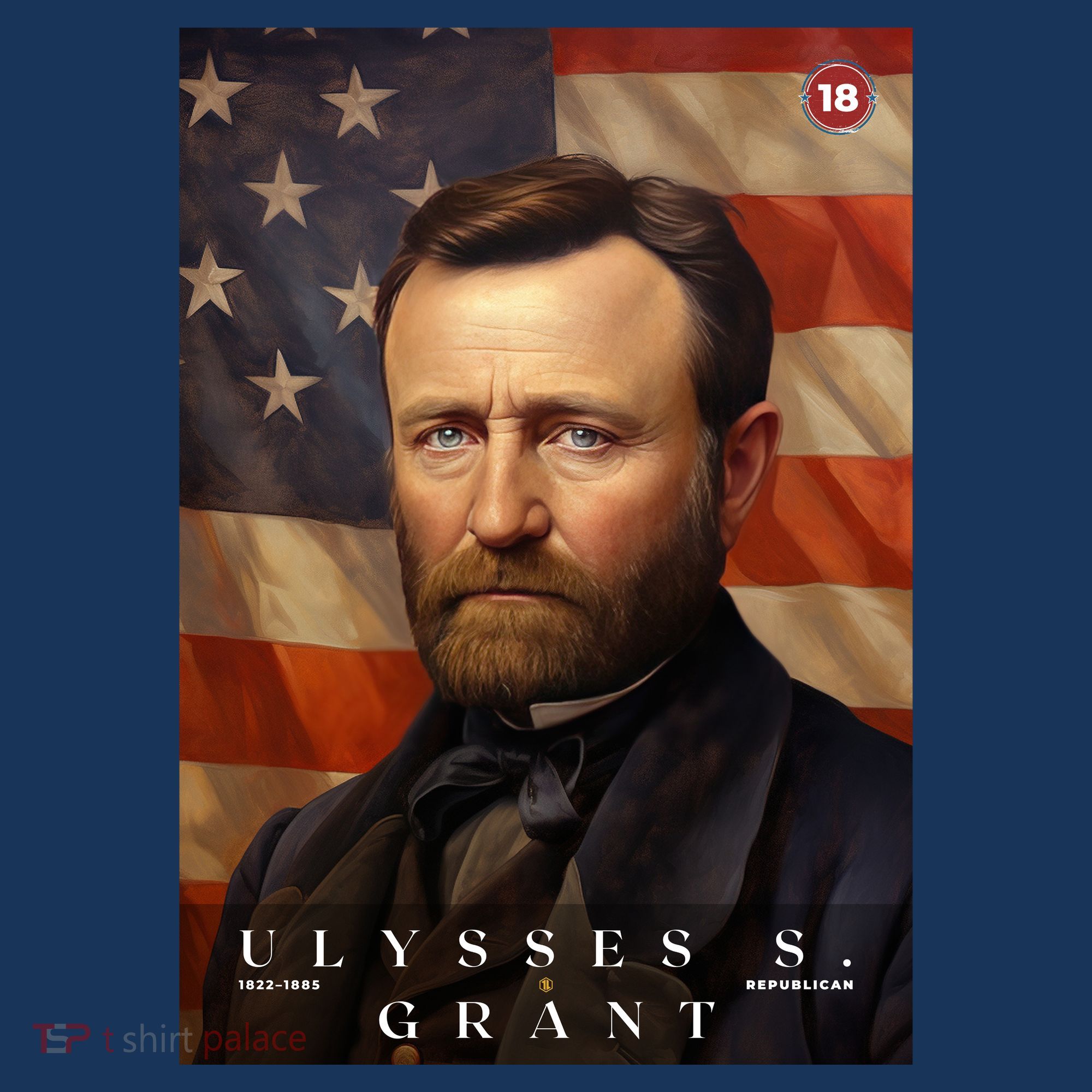 Ulysses S. Grant 18th President Of The United States Portrait T-Shirt