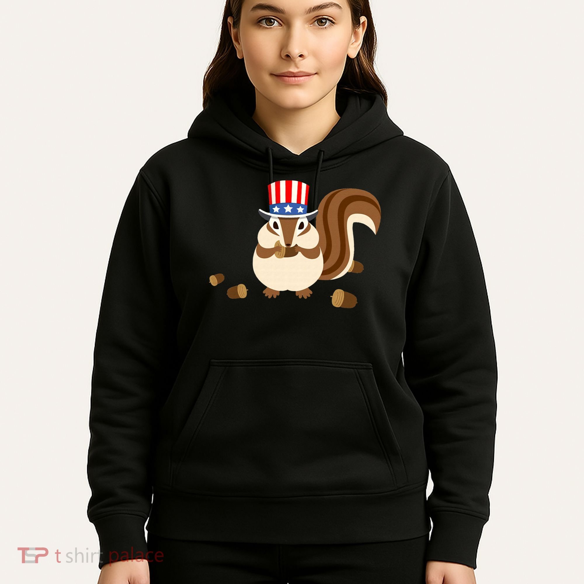 Uncle Sam Hat Art Funny 4th of July Patriotic Chipmunk Hoodie