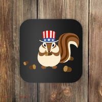 Uncle Sam Hat Art Funny 4th of July Patriotic Chipmunk Coaster thumb 0