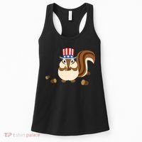 Uncle Sam Hat Art Funny 4th of July Patriotic Chipmunk Women's Tank Top thumb 0