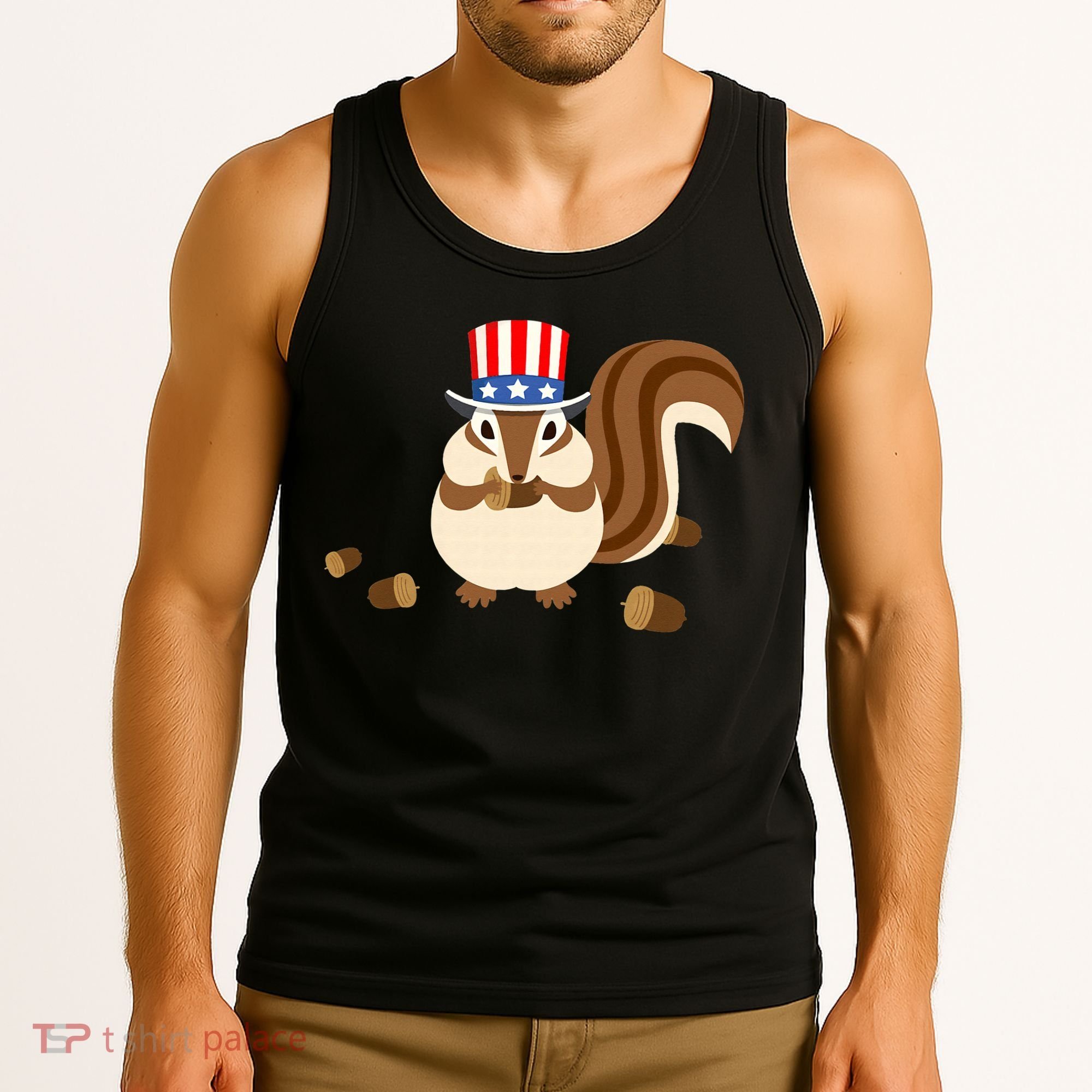 Uncle Sam Hat Art Funny 4th of July Patriotic Chipmunk Tank Top
