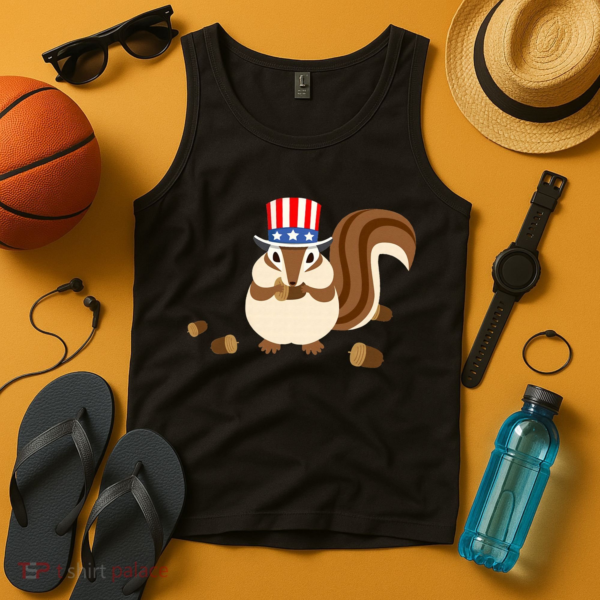 Uncle Sam Hat Art Funny 4th of July Patriotic Chipmunk Tank Top