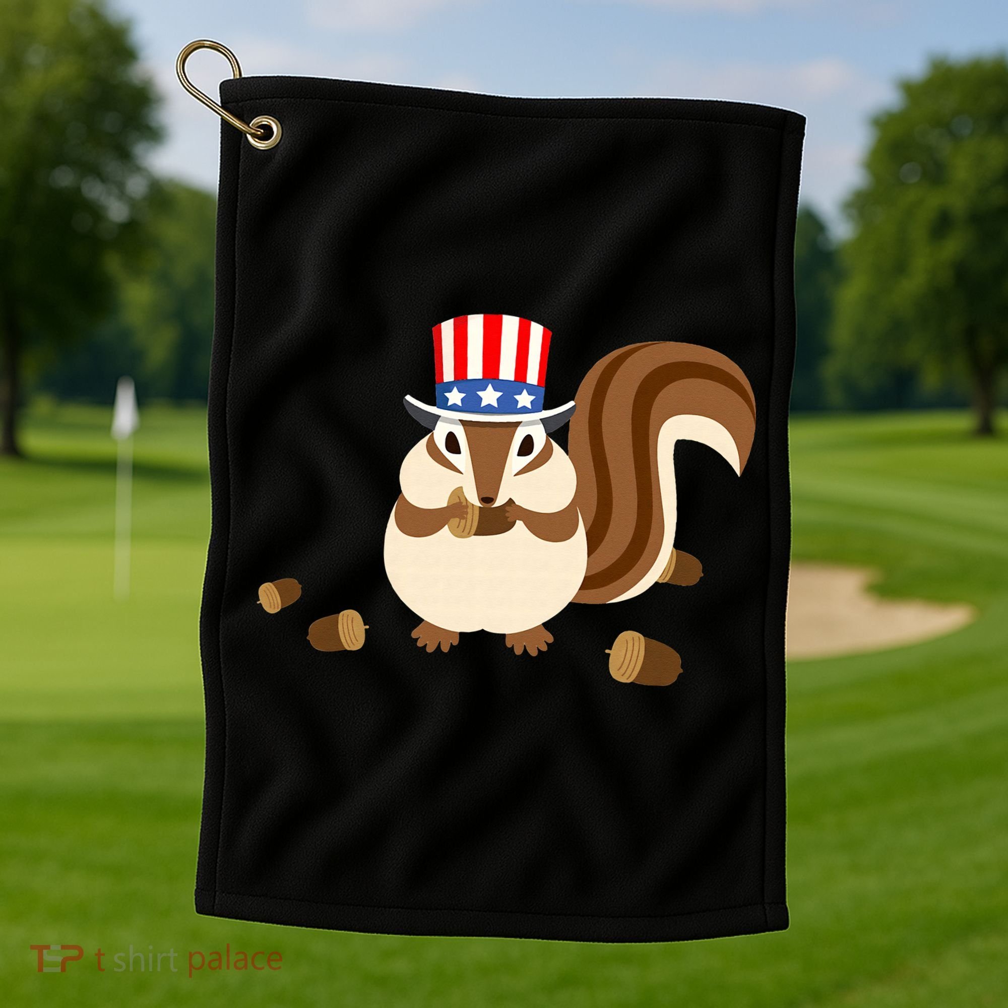 Uncle Sam Hat Art Funny 4th of July Patriotic Chipmunk Golf Towel