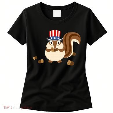 Uncle Sam Hat Art Funny 4th of July Patriotic Chipmunk Women's T-Shirt