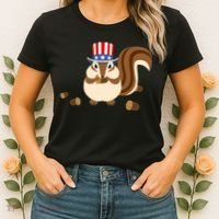 Uncle Sam Hat Art Funny 4th of July Patriotic Chipmunk Women's T-Shirt thumb 2