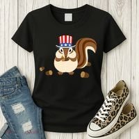 Uncle Sam Hat Art Funny 4th of July Patriotic Chipmunk Women's T-Shirt thumb 3