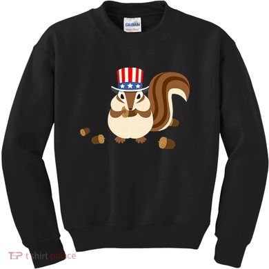 Uncle Sam Hat Art Funny 4th of July Patriotic Chipmunk Kids Sweatshirt