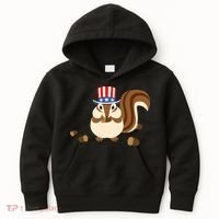 Uncle Sam Hat Art Funny 4th of July Patriotic Chipmunk Kids Hoodie thumb 0