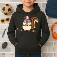 Uncle Sam Hat Art Funny 4th of July Patriotic Chipmunk Kids Hoodie thumb 2