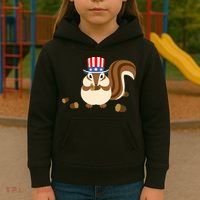 Uncle Sam Hat Art Funny 4th of July Patriotic Chipmunk Kids Hoodie thumb 3