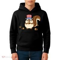 Uncle Sam Hat Art Funny 4th of July Patriotic Chipmunk Kids Hoodie thumb 4