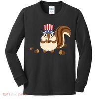 Uncle Sam Hat Art Funny 4th of July Patriotic Chipmunk Kids Long Sleeve Shirt thumb 0