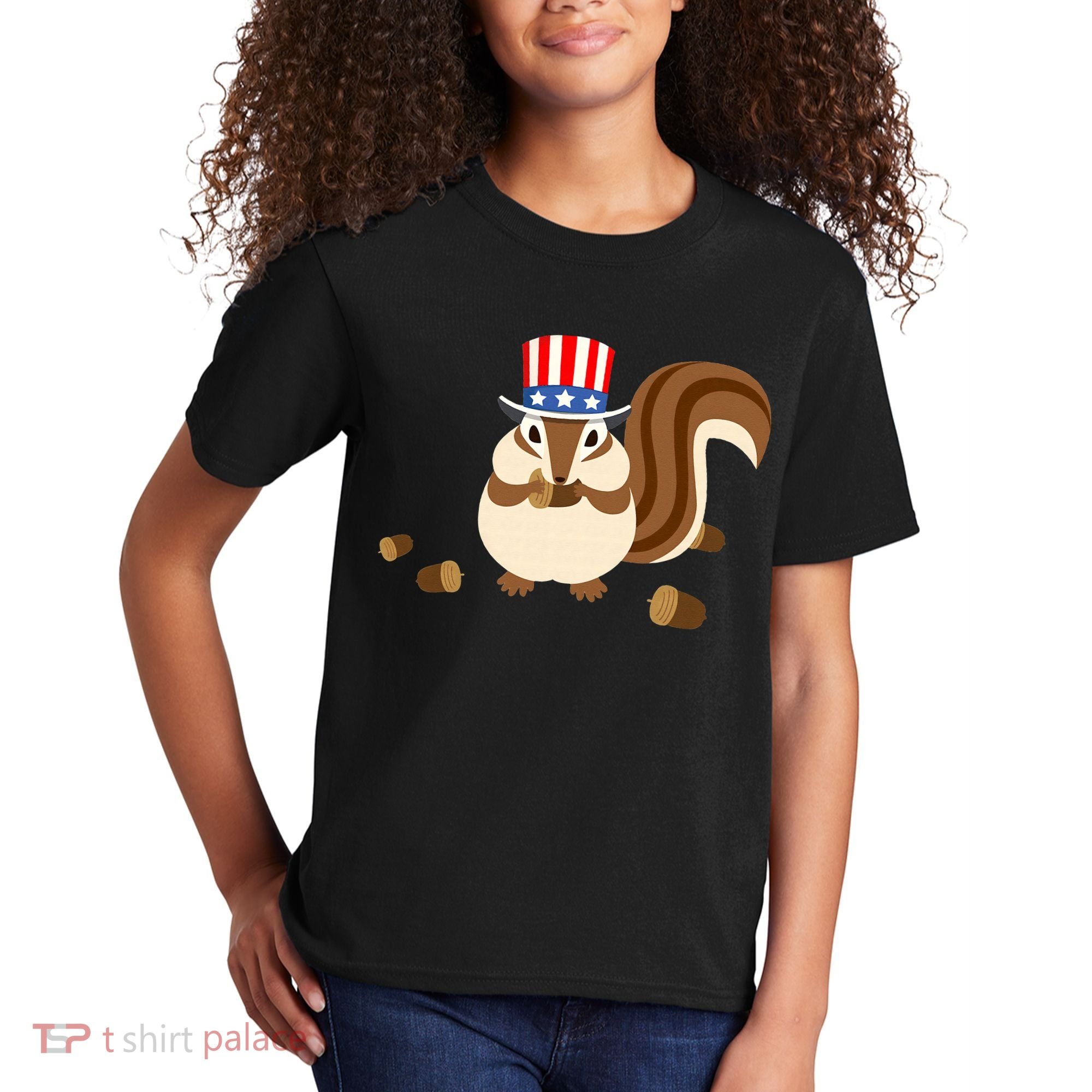 Uncle Sam Hat Art Funny 4th of July Patriotic Chipmunk Kids T-Shirt