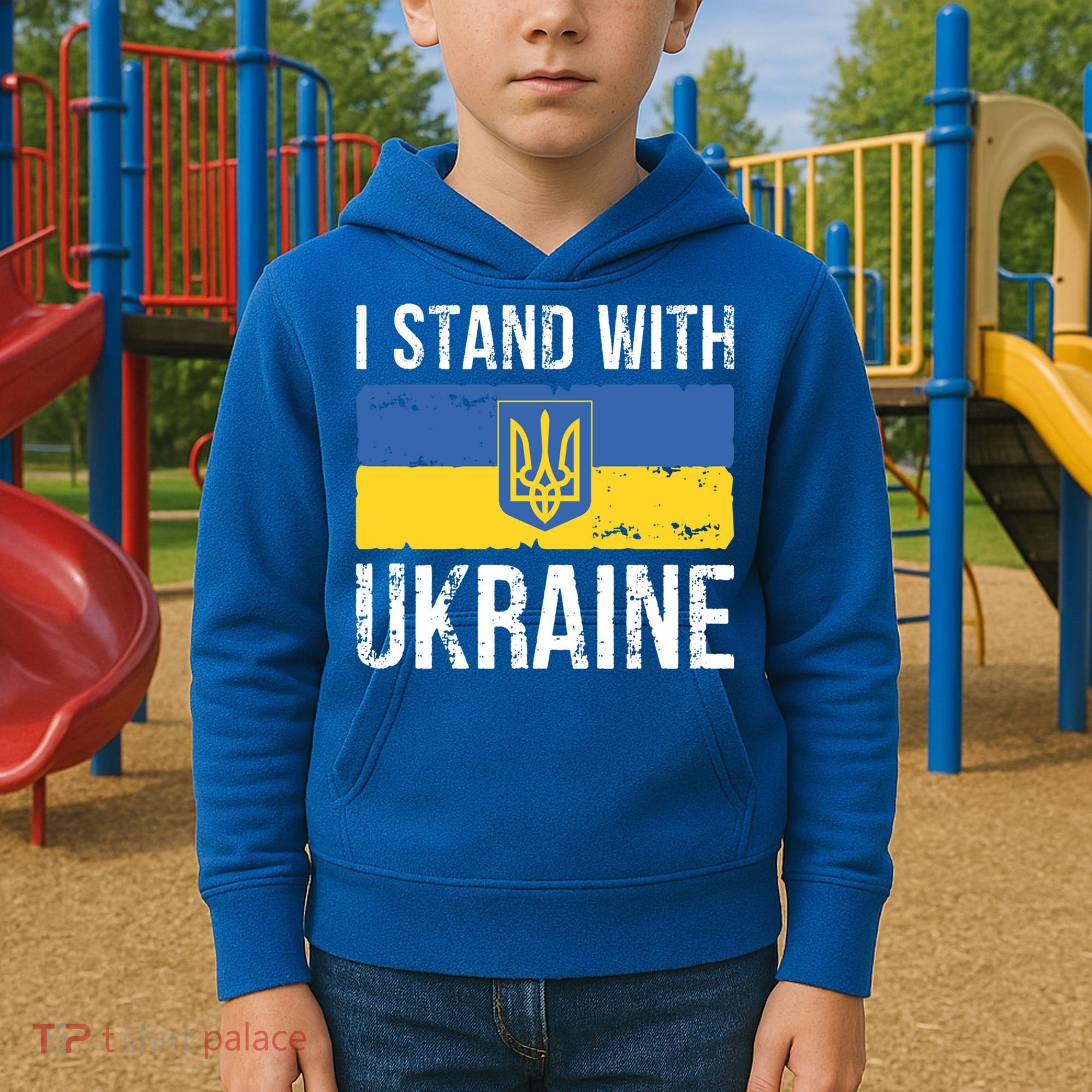 Ukrainians Support I Stand With Ukraine Flag Tees Cool Gift Kids Hoodie