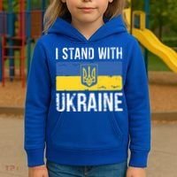 Ukrainians Support I Stand With Ukraine Flag Tees Cool Gift Kids Hoodie thumb 3