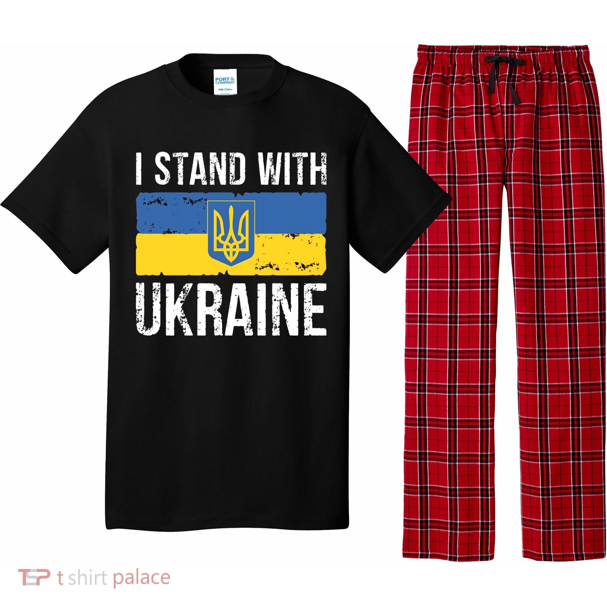 Ukrainians Support I Stand With Ukraine Flag Tees Meaningful Gift Pajama Set