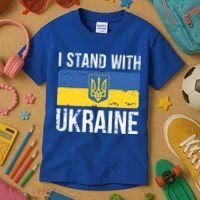 Ukrainians Support I Stand With Ukraine Flag Tees Meaningful Gift Kids T-Shirt thumb 3