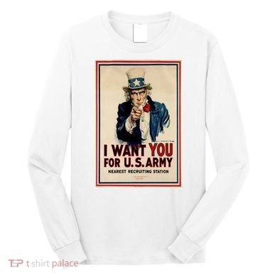Uncle Sam I Want You World War 2 Long Sleeve Shirt