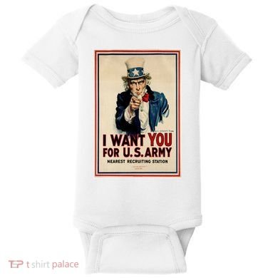 Uncle Sam I Want You World War 2 Baby Bodysuit
