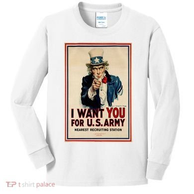 Uncle Sam I Want You World War 2 Kids Long Sleeve Shirt