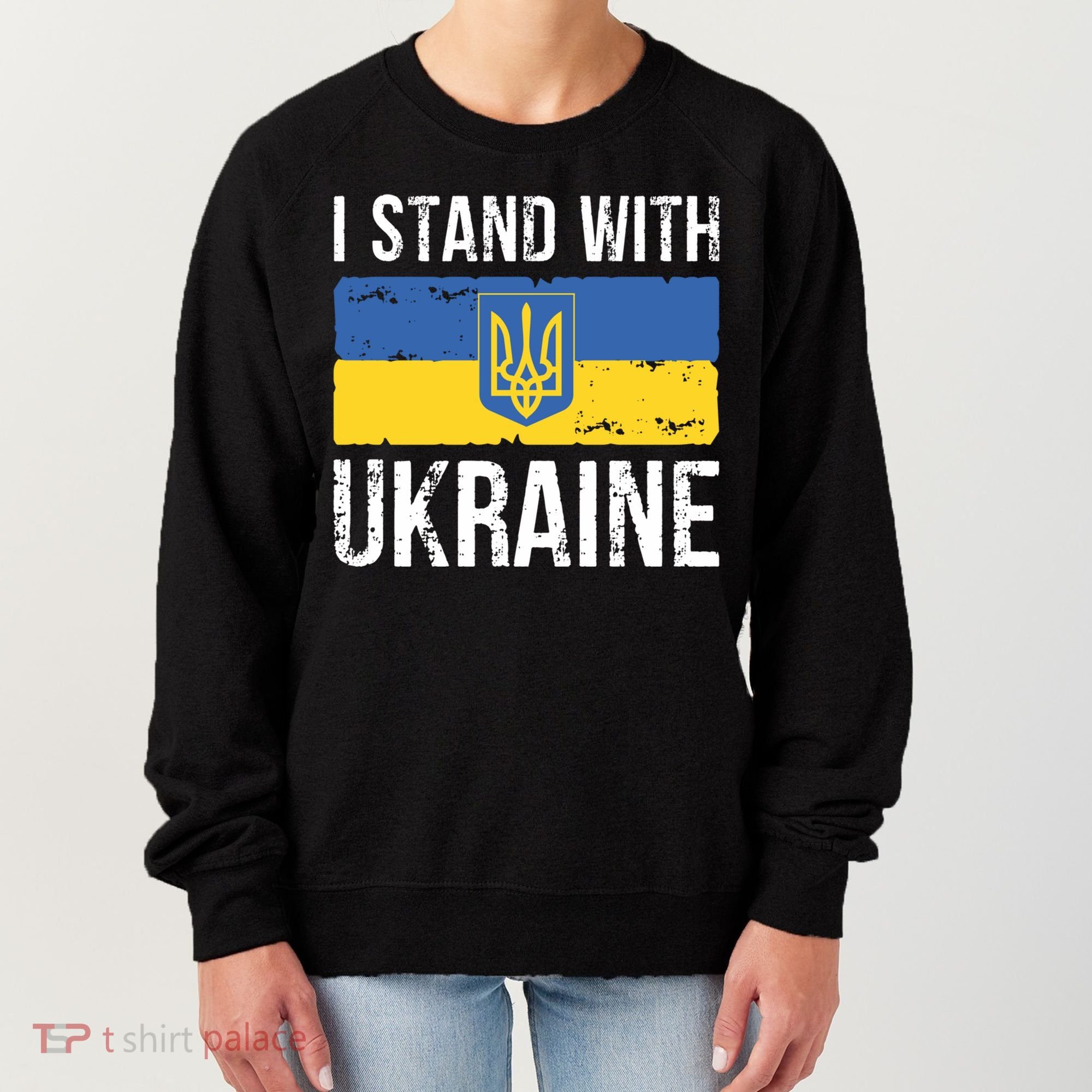 Ukrainians Support I Stand With Ukraine Flag Tees Cool Gift Women's Sweatshirt