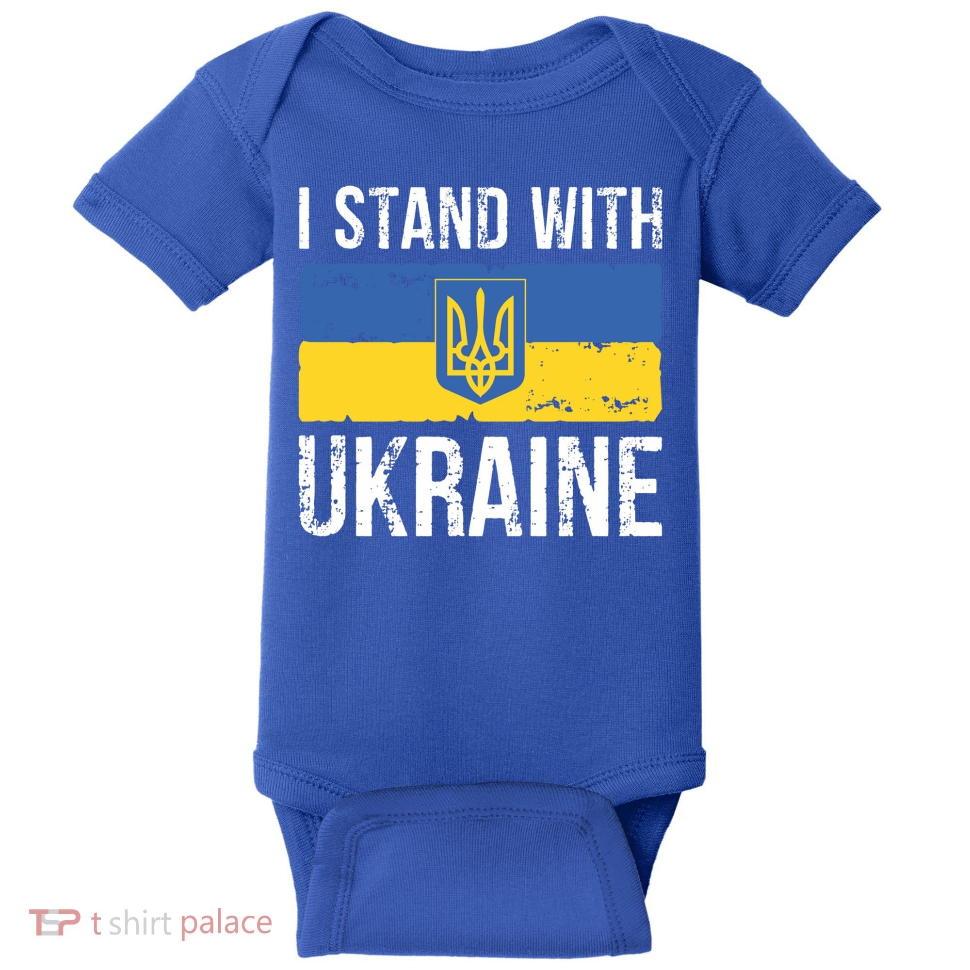 Ukrainians Support I Stand With Ukraine Flag Tees Cool Gift Baby Bodysuit