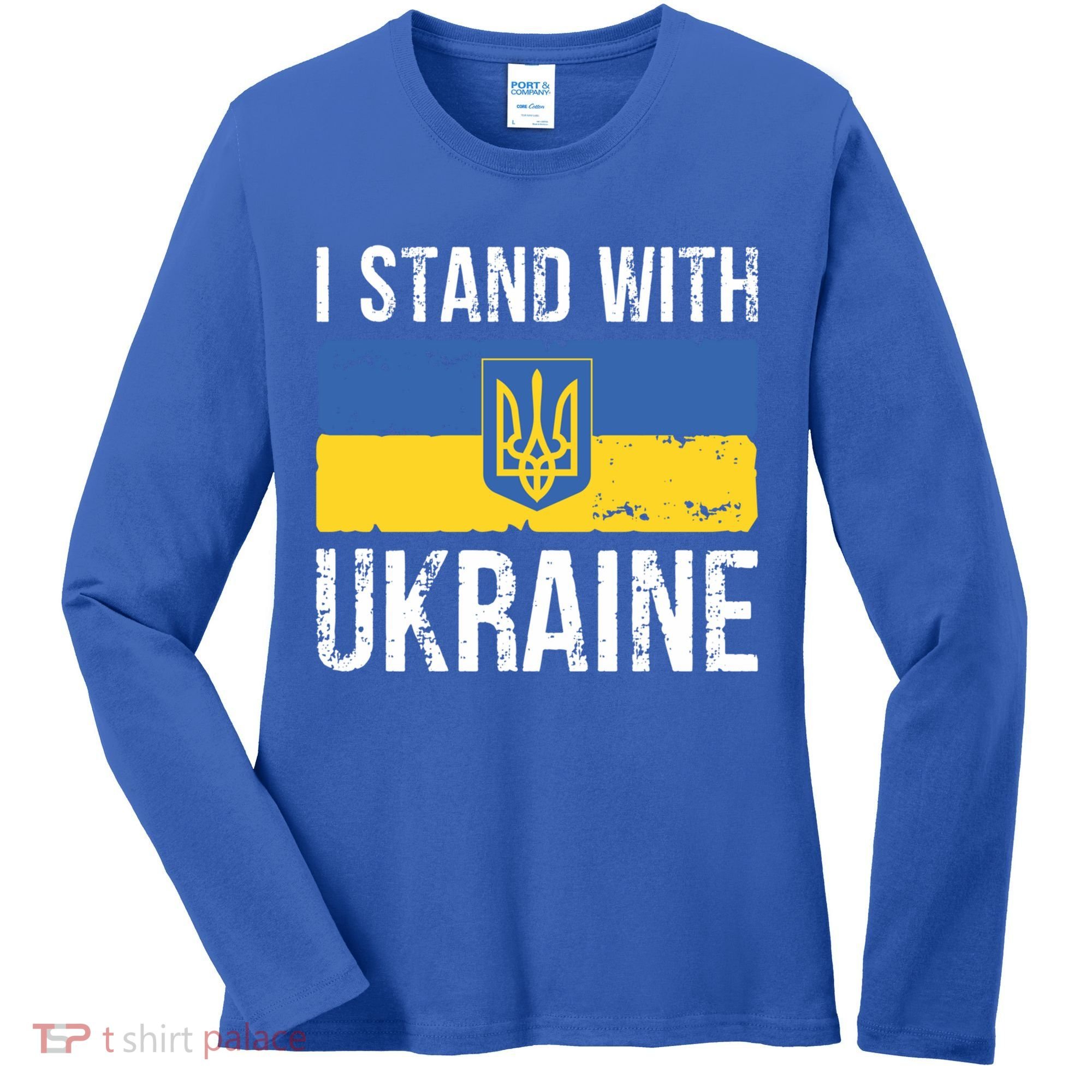 Ukrainians Support I Stand With Ukraine Flag Tees Cool Gift Women's Long Sleeve Shirt