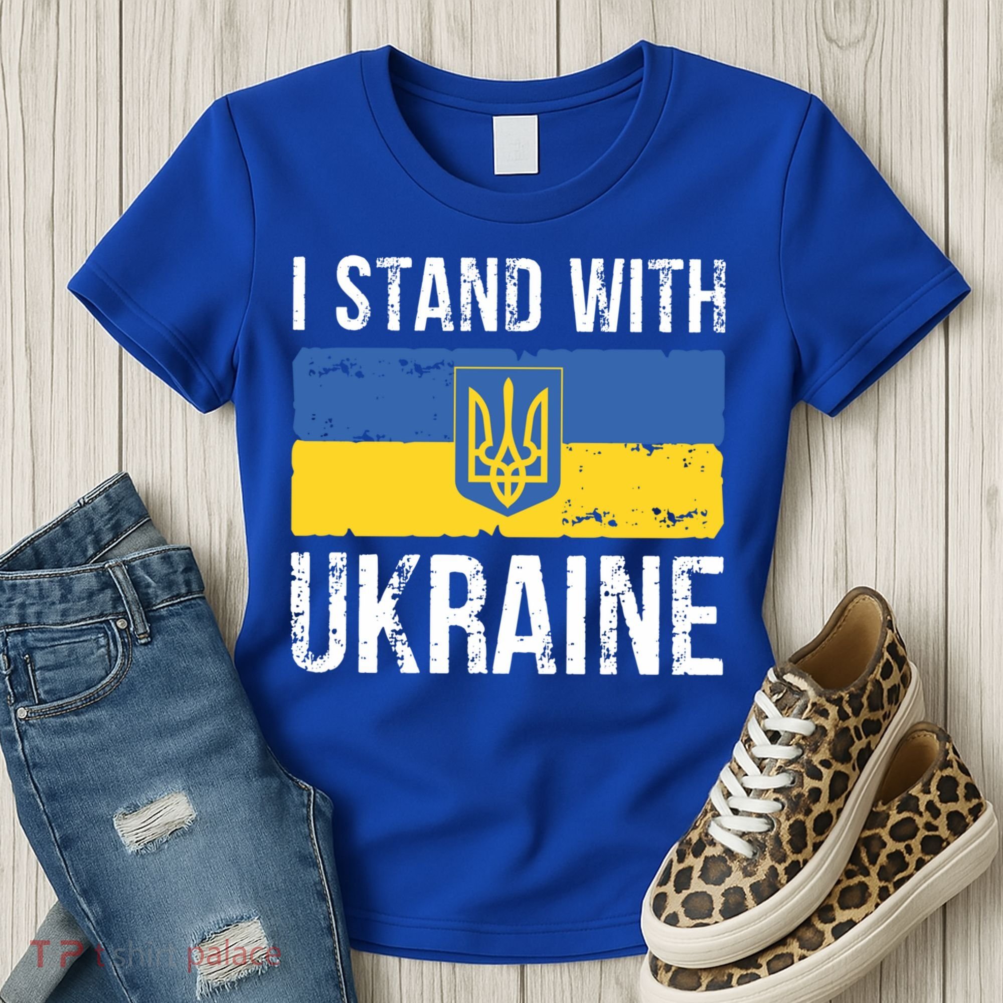 Ukrainians Support I Stand With Ukraine Flag Tees Cool Gift Women's T-Shirt