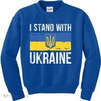 Ukrainians Support I Stand With Ukraine Flag Tees Cool Gift Kids Sweatshirt thumb 0