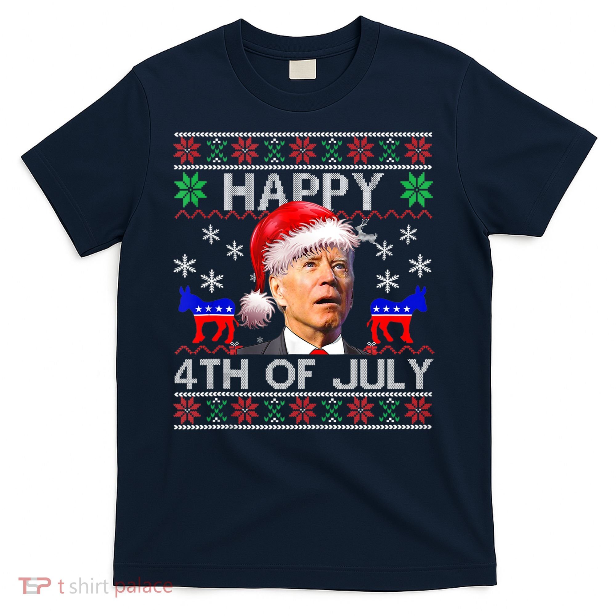 Ugly Santa Joe Biden Happy 4th Of July Christmas T-Shirt
