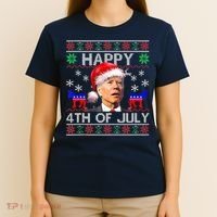 Ugly Santa Joe Biden Happy 4th Of July Christmas T-Shirt thumb 4