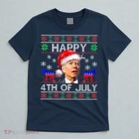 Ugly Santa Joe Biden Happy 4th Of July Christmas T-Shirt thumb 5