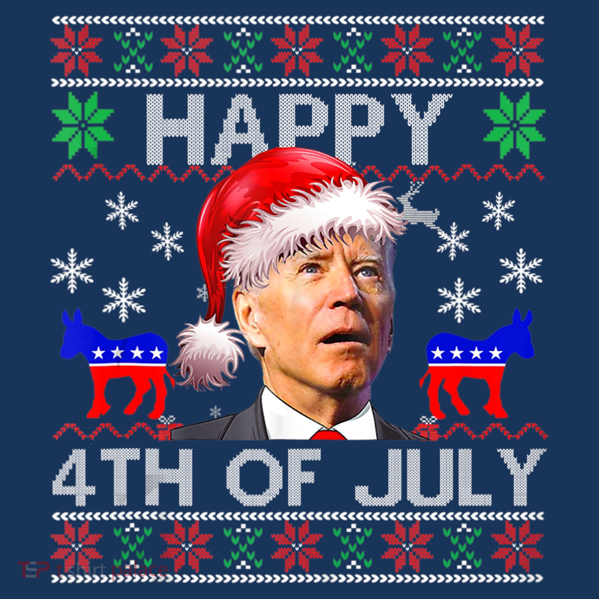 Ugly Santa Joe Biden Happy 4th Of July Christmas T-Shirt